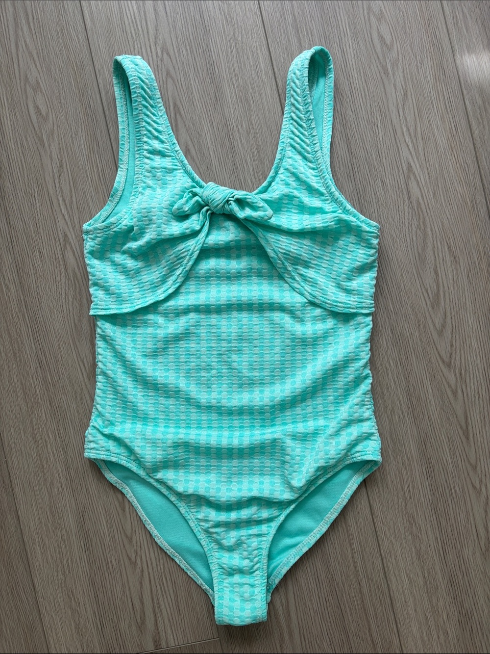 George Mint Green girls One-Piece Swimsuit with Front Knot size 10-12